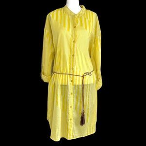 Dalin Plus Size Yellow Long Sleeve Shirt Dress